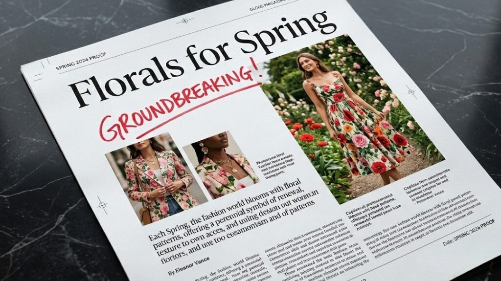 「Florals for Spring」というタイトルの英文記事原稿
